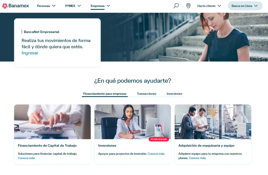 Referencia visual de servicios financieros empresariales